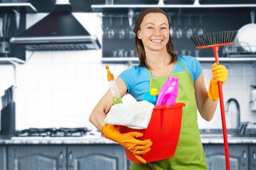 Cleaner maintaining a Hollandpark office kitchen and communal area