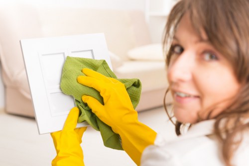 Detailed cleaning of kitchen surfaces after building work in Hollandpark